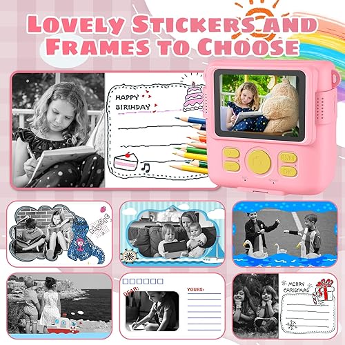 Miniatura 5 de Cámara para niños  Cámara instantánea para niños, pantalla de 2.4 pulgadas, cámara digital con zoom digital de 16X, tarjeta TF de 32 GB, lector de