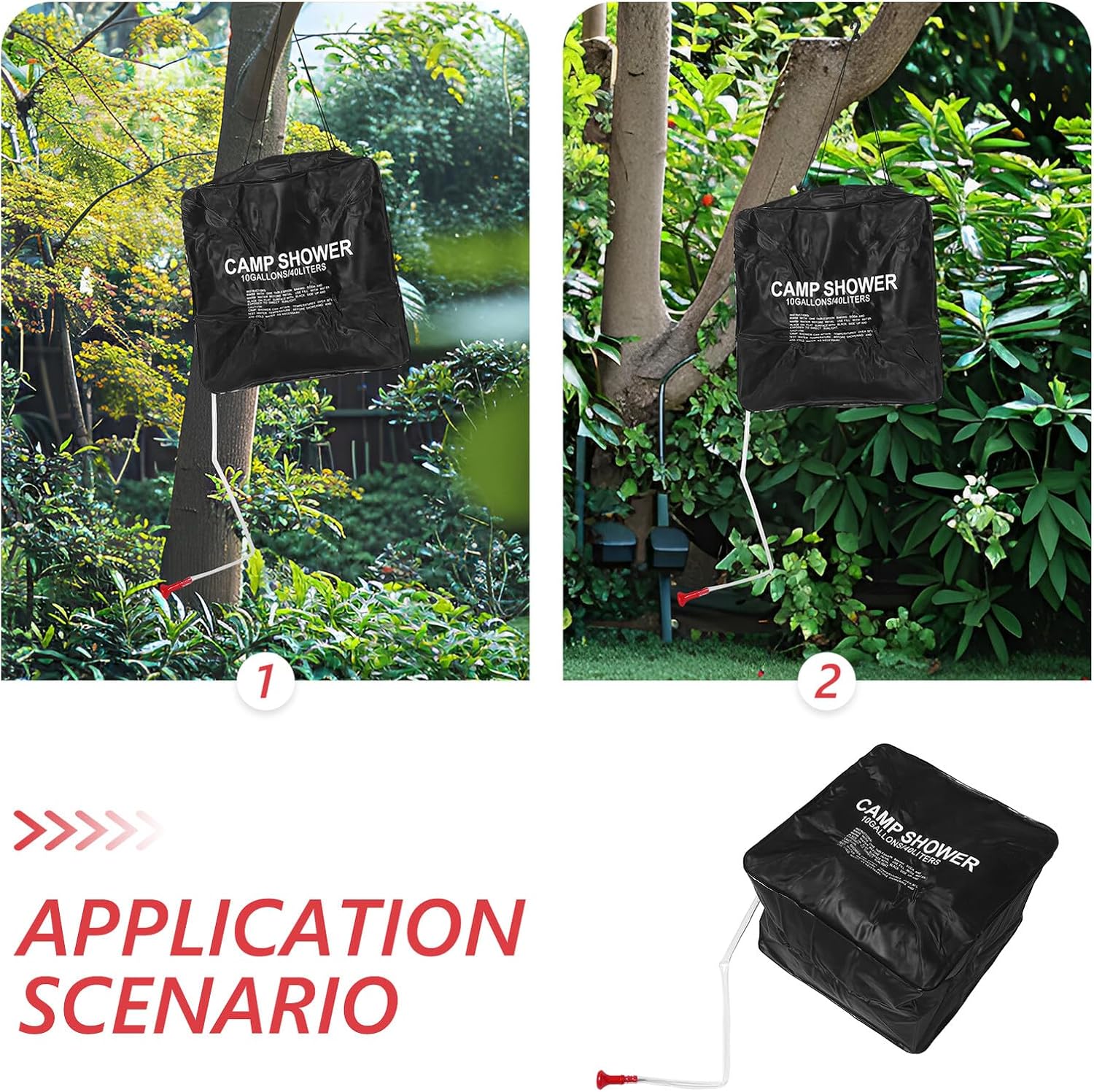 Outanaya 40l Solar Shower Bag with Spray Head, Portable Outdoor Camping Bathing Bag, Solar Heated Travel Shower for Hiking and Beach Use
