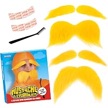 Kangaroo 2 Set of Self-Adhesive Yellow Fake Mustaches & Eyebrows for Adults