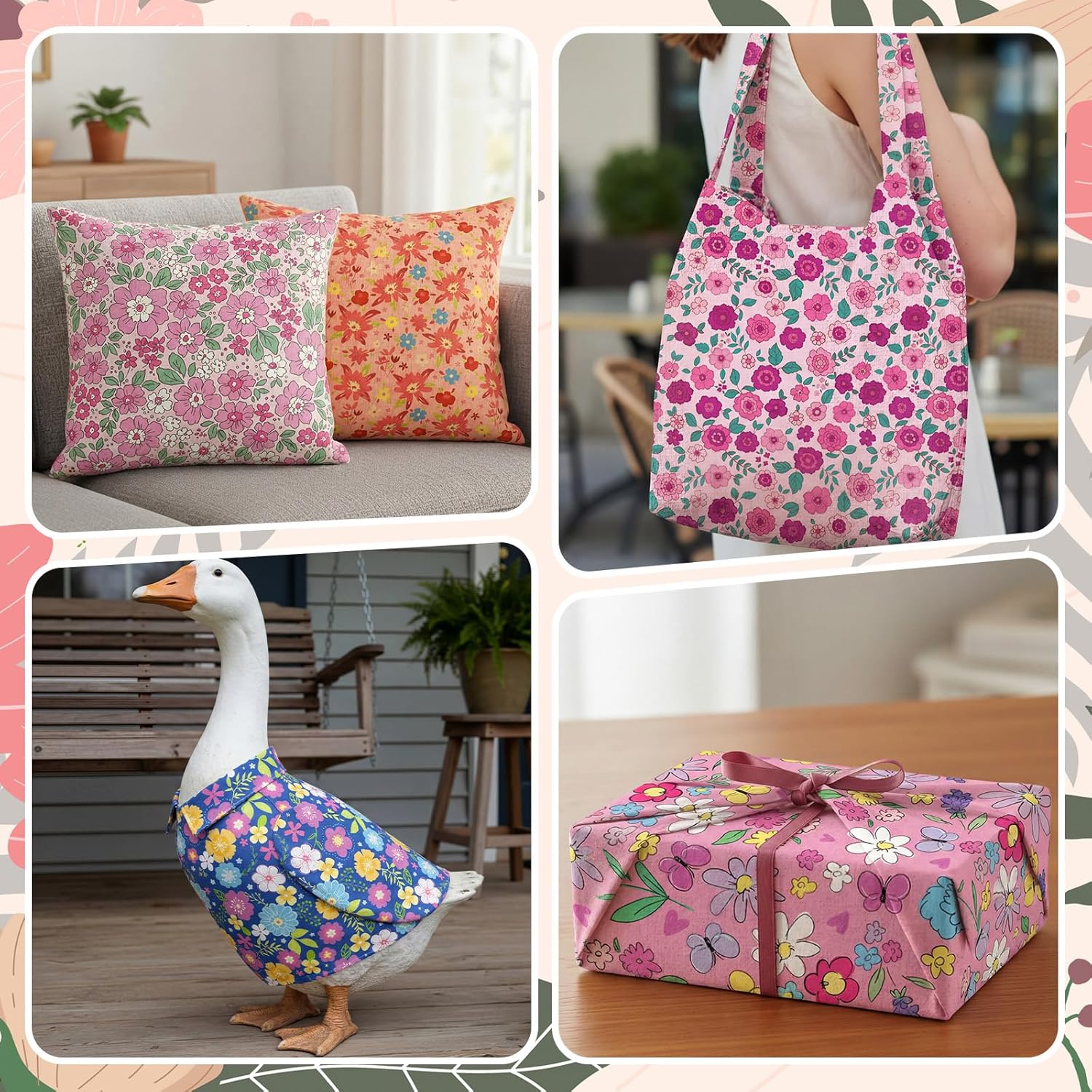 Chumia 80 Pcs 10 x 10 Inch Floral Fabric Square in 20 Styles Ditsy Floral Quilting Fabric Bundles Colorful Flower Precut Cloth Vintage Spring Quilting for Holiday Patchwork Sewing DIY Craft Decor
