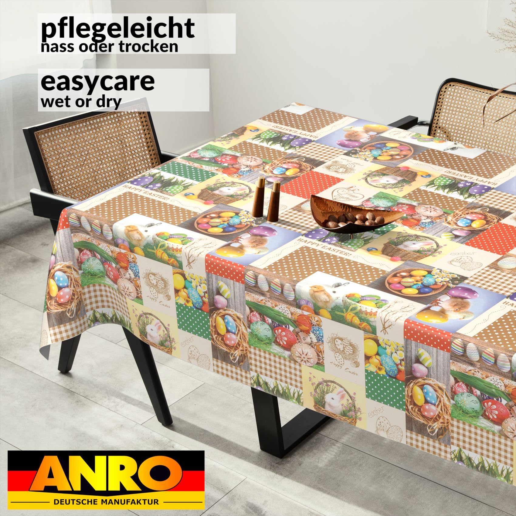 ANRO Ostara Oilcloth Tablecloth, Washable, Oilcloth, Garden Tablecloth, Outdoor, Indoor, 100 x 140 cm, Cut Edge - Image 4