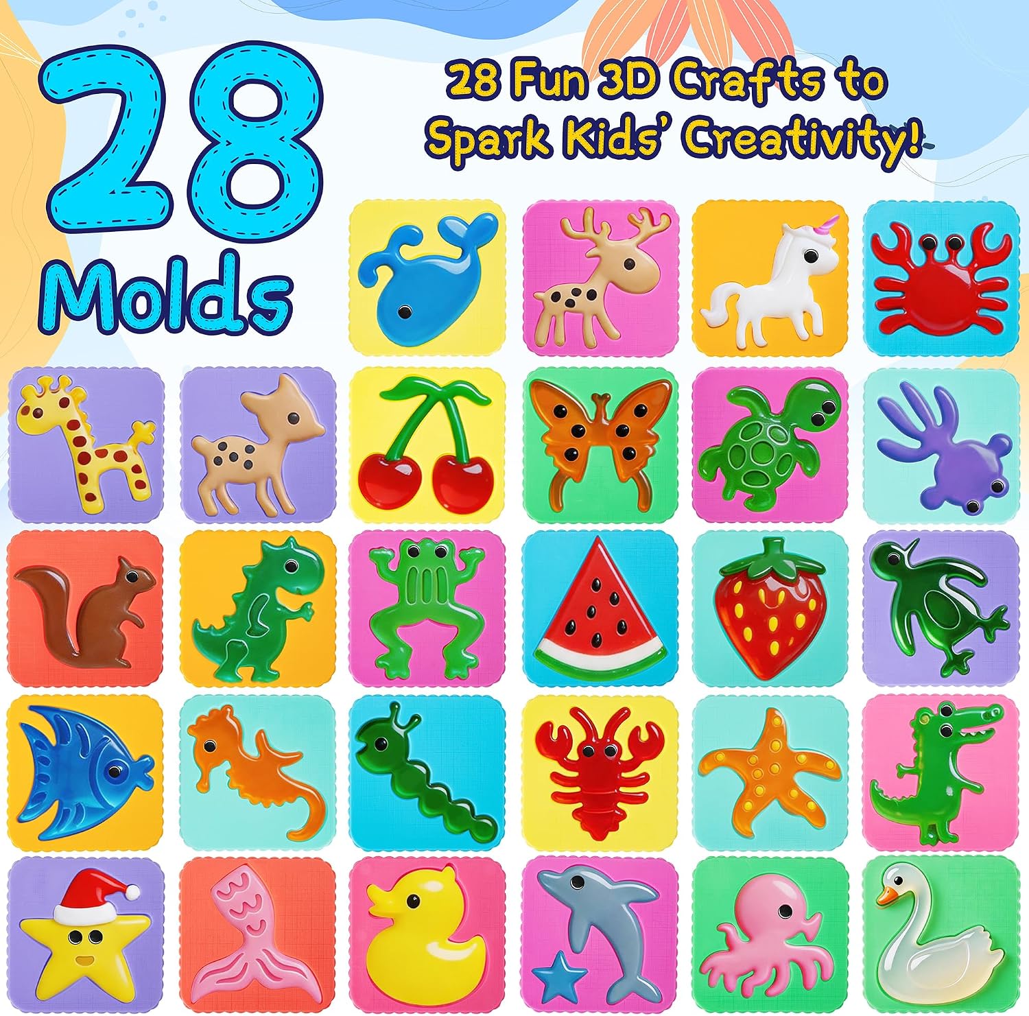 XIGETRAIL Magic Water Elf Toy Kit with 40 Colors Gels & 28 Molds | Aqua Fairy Water Gel Kit for Kids,Make Your Own Squishies & Water Pets,Party Favors & Summer Gifts for Kids Ages 3+