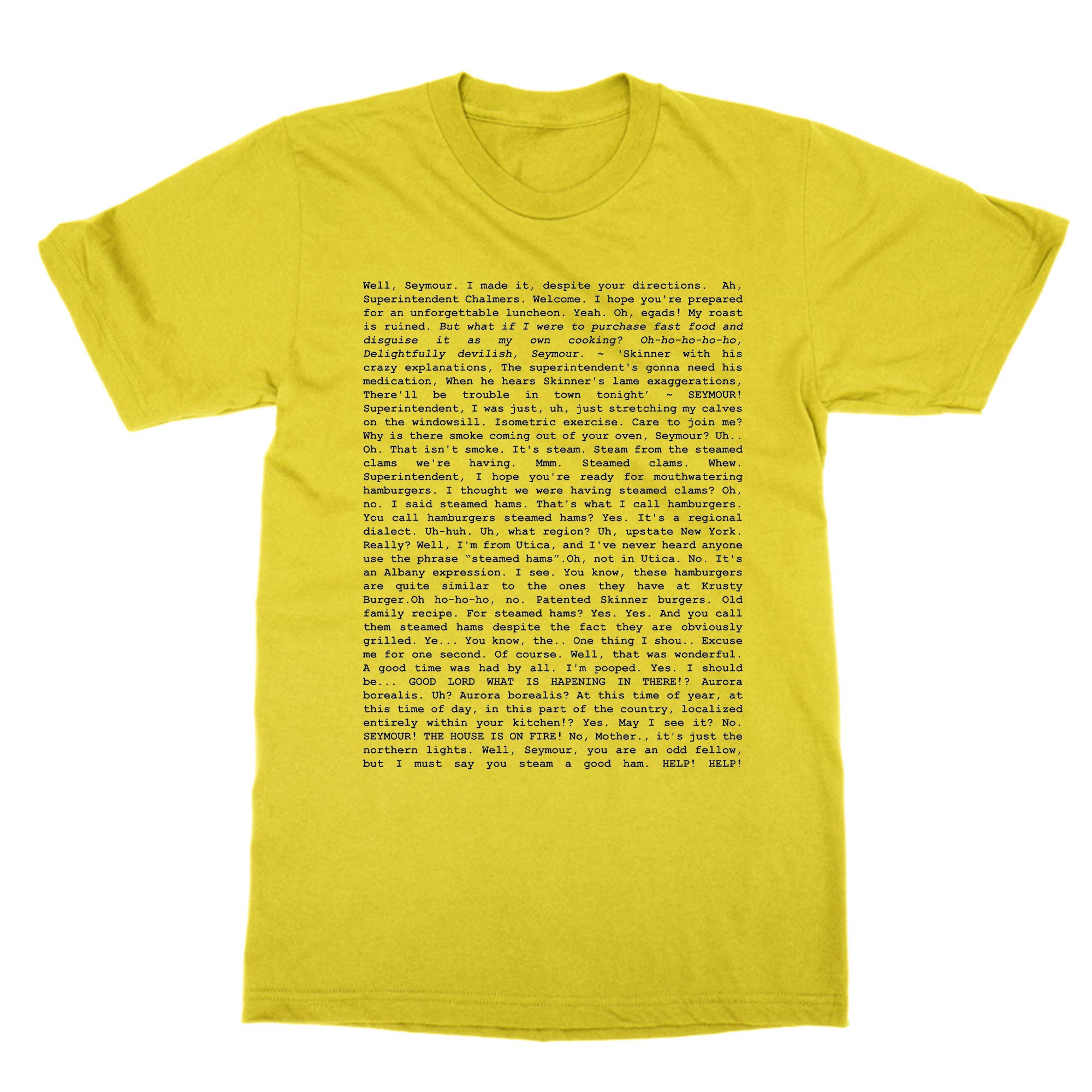 Cliquewear Yellow Steamed Hams Script T-Shirt (, Xl)