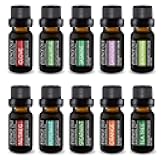 Aromatherapy Top 10 Essential Oil Set – Therapeutic Grade Single Ingredient Oils – Uplift Mind, Body and Spirit – 10 x 10 Ml Bottles – No Fillers & No Additives