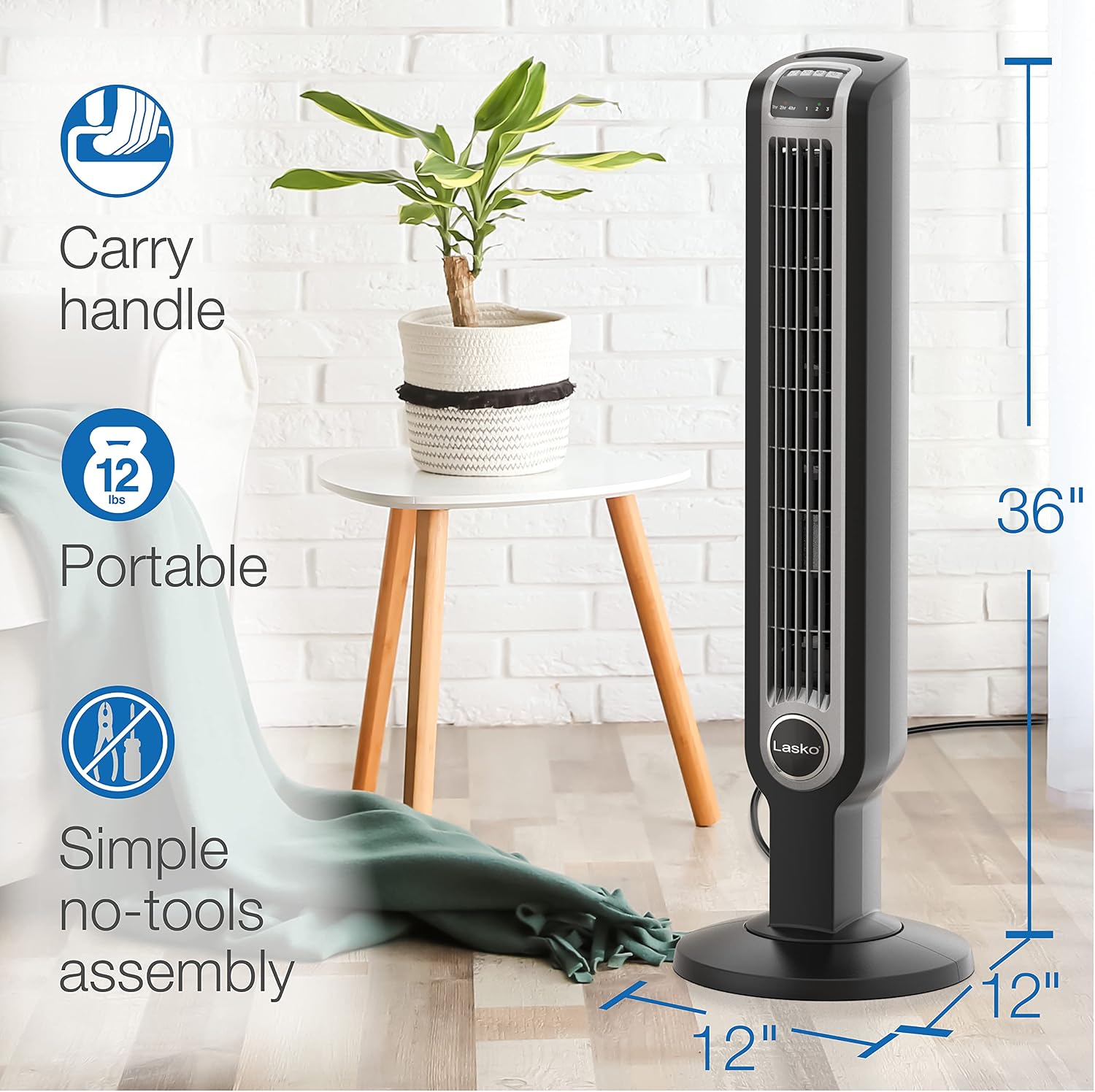 Buy Lasko 2511 36 Oscillating 3 Speed Tower Remote Control