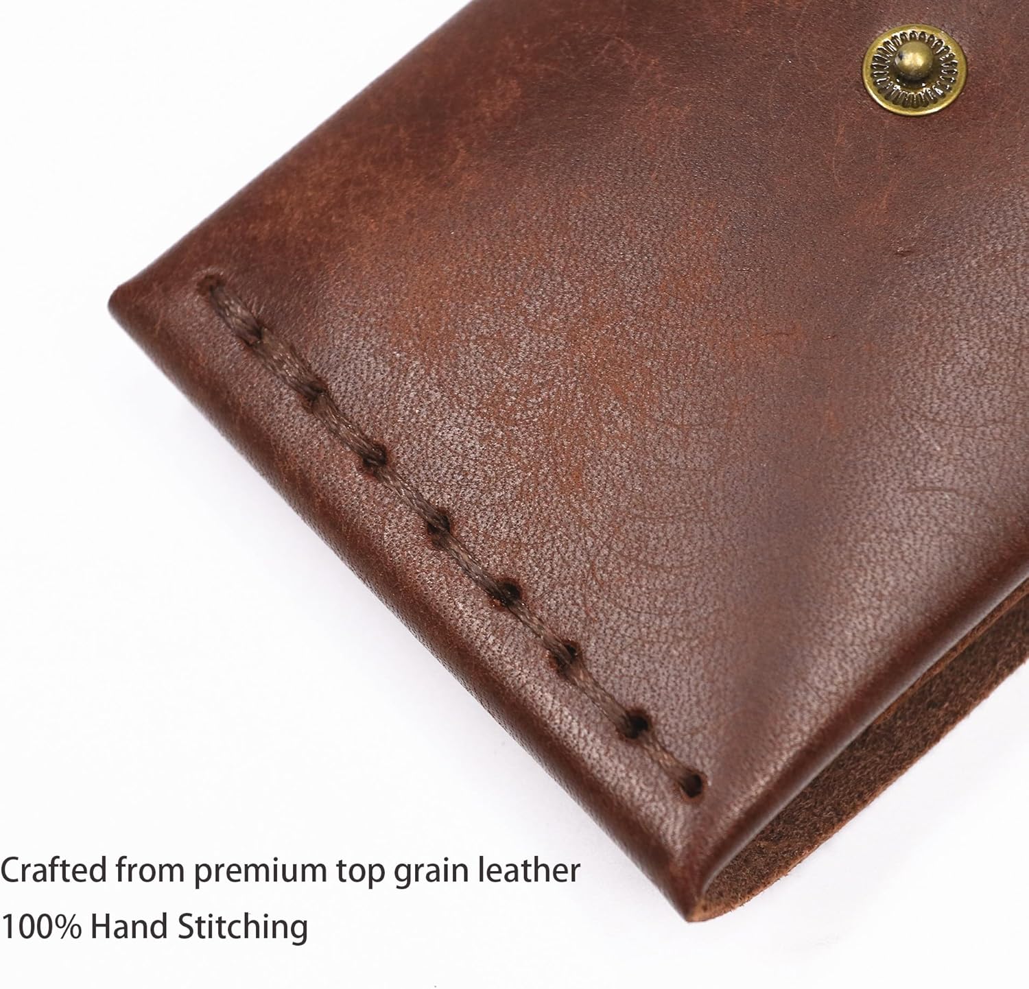 Leather Wallet for Men and Women - Slim Card Holder - Handmade Minimalist Front Pocket Wallet - Flap Cash Wallet - Full Grain Leather (Coffee)