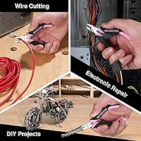 Vista 5 de WORKPRO Juego de alicates miniatura de 6 piezas, punta de aguja, nariz larga, nariz doblada, diagonal, corte de extremo y línea para trabajos