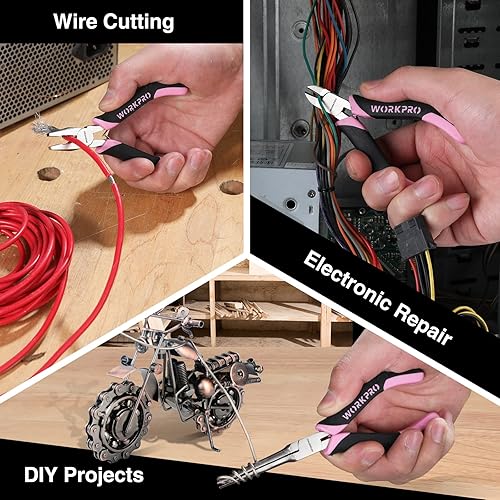 Miniatura 3 de WORKPRO Juego de alicates de 6 piezas+juego de herramientas rosas de 52 piezas para mujer