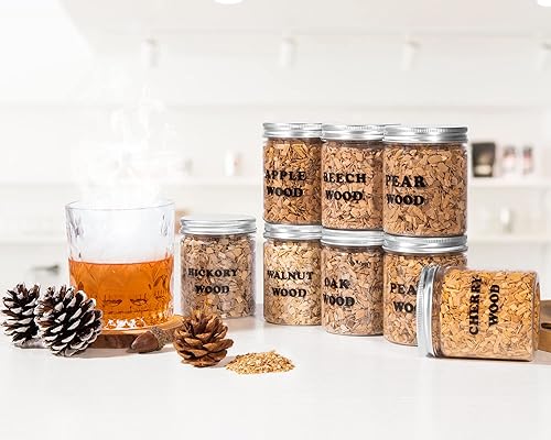 Miniatura 5 de Astillas de madera natural para ahumador de cóctel, 8 sabores, para fiestas de cóctel, chips de ahumado de combustión rápida compatibles con