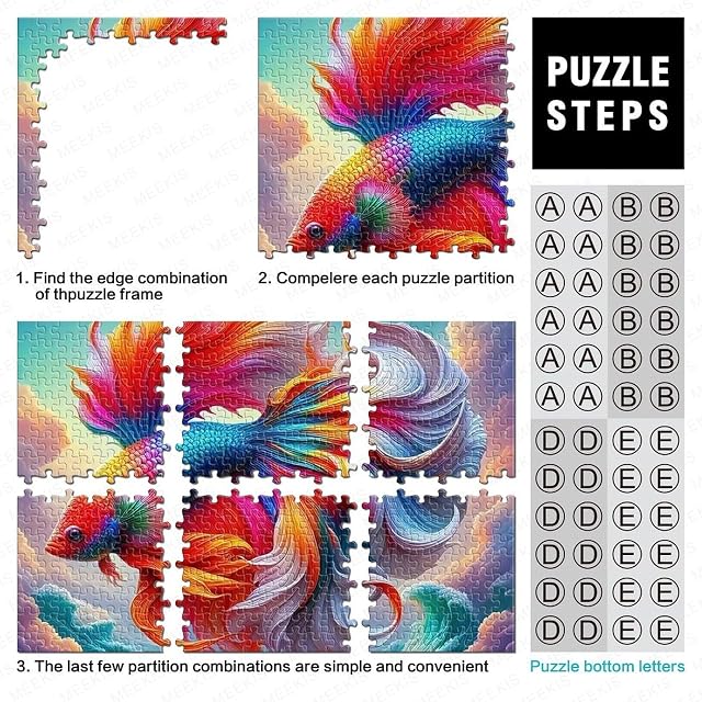Foto 4 de 7 de Pescado en Flor 1000 Piezas Puzzle animaleses A Partir De 14 Años Exclusivo Multicolor Decoración del Hogar…