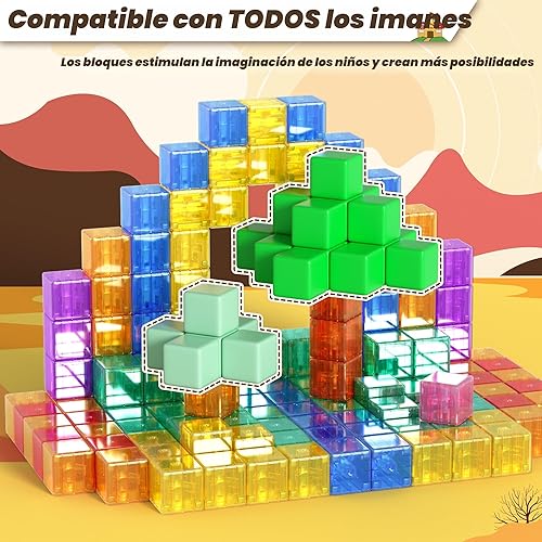 Miniatura 7 de 45 bloques magnéticos, cubos magnéticos transparentes, bloques de construcción para niños pequeños, regalos sensoriales para niños de 3 a 5 años,
