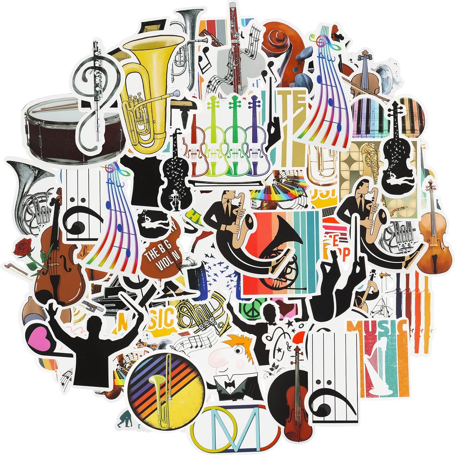 300 Pieces Music Stickers Motivational Vinyl Waterproof