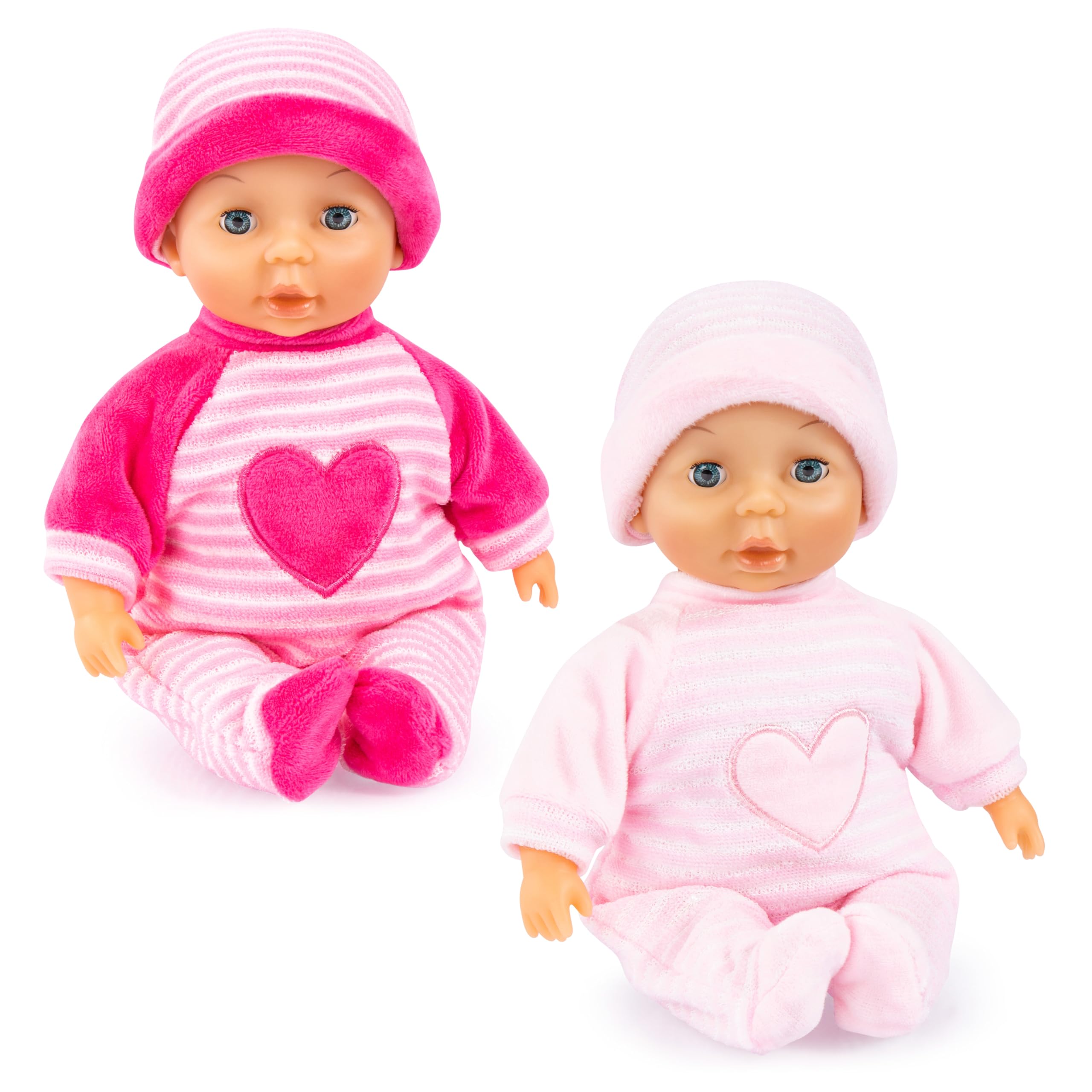 Bayer Design 92802BH Baby doll 28 cm / 11 inch, 2 pieces, soft body, sleeping eyes, cute outfit with cap, easy to carry