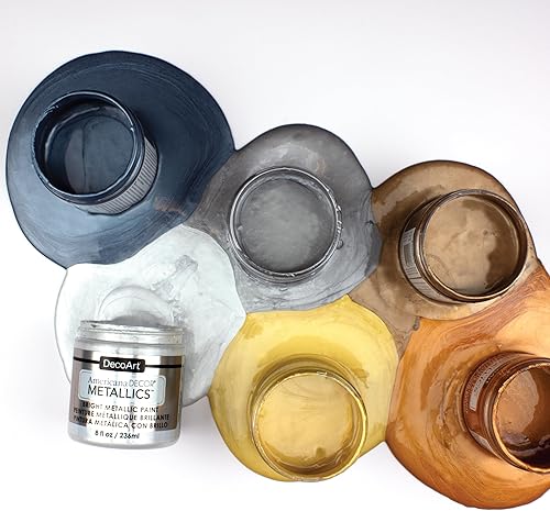 Miniatura 4 de DecoArt Americana Décor Metallics - Pintura de perlas metálicas, paquete de 3 pinturas acrílicas metálicas de 8 onzas, pintura multisuperficie a