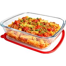 Glass Baking Dish - 3Qt Rectangle 9x12 Baking Pan - Baking Pan With lid and Non-slip Mitts - Glass Baking Dishes For Oven