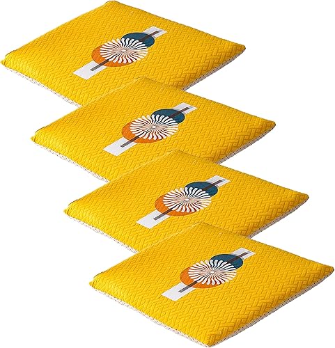 Cojines para sillas de comedor, paquete de 4, cojines para sillas de cocina, cojines en forma de U, Cojines para sillas (15 pulgadas, amarillo)