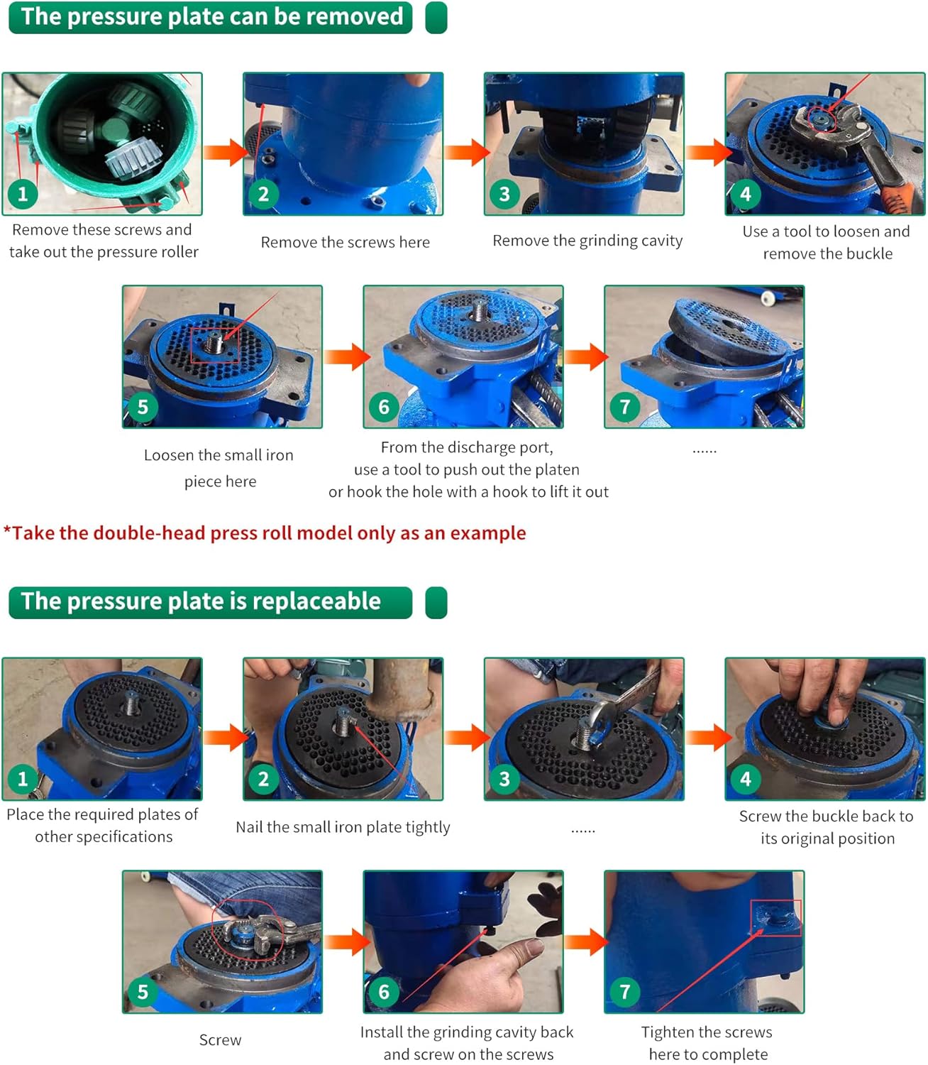 220V Pellet Mill Machine with 4mm Holes Plate Poultry Food Mill Grinder Feed Pellet Making Machine with Three Head Rollers for Chicken, Duck, Goose and Rabbit, 4.5KW 120-150KG/H