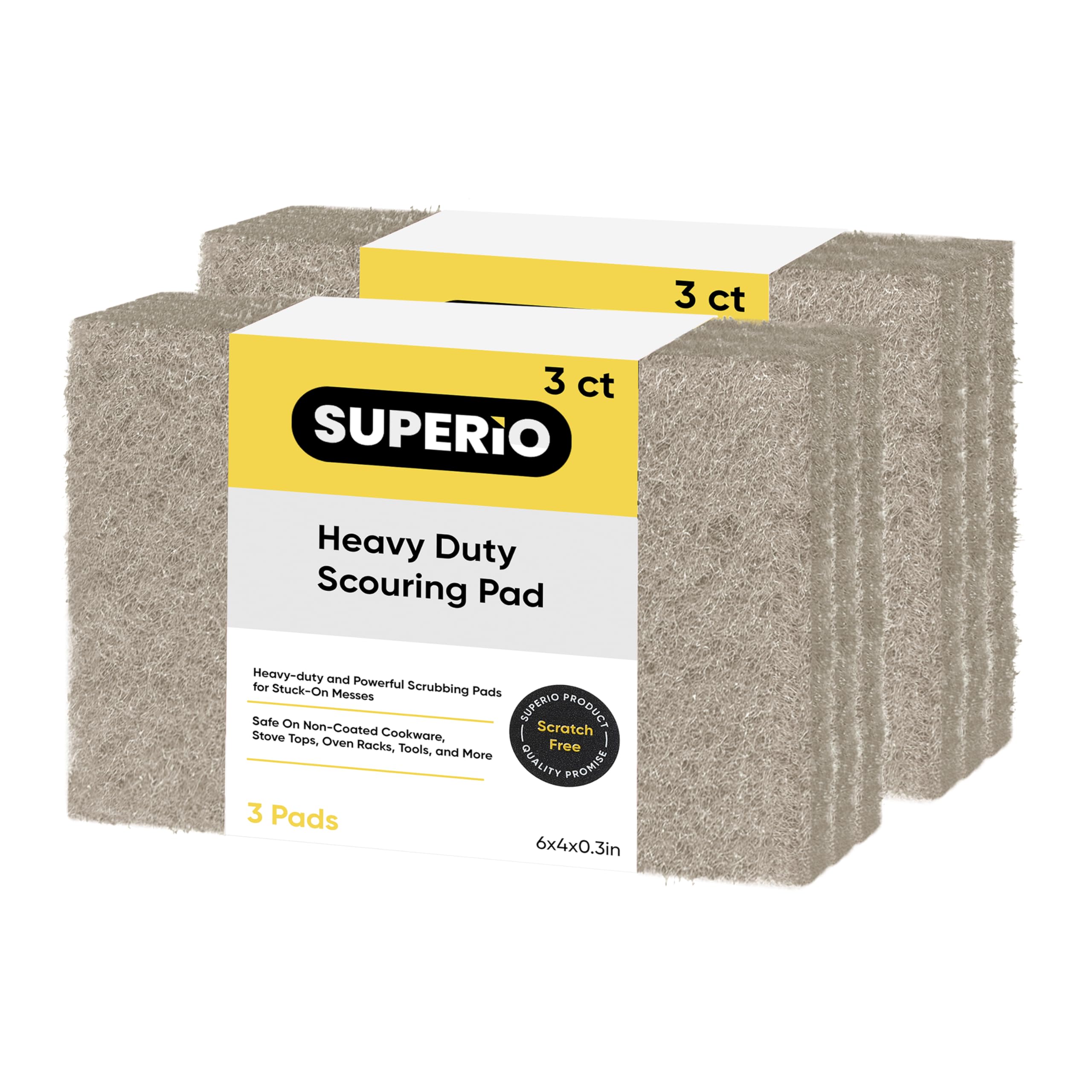 Natural Scouring Pad Non-Scratch Sisal Plant Based Scrubber Cleaning Scrub Pads, Eco-Friendly Reusable Kitchen Scrubbing Pad Pack of 6, by Superio