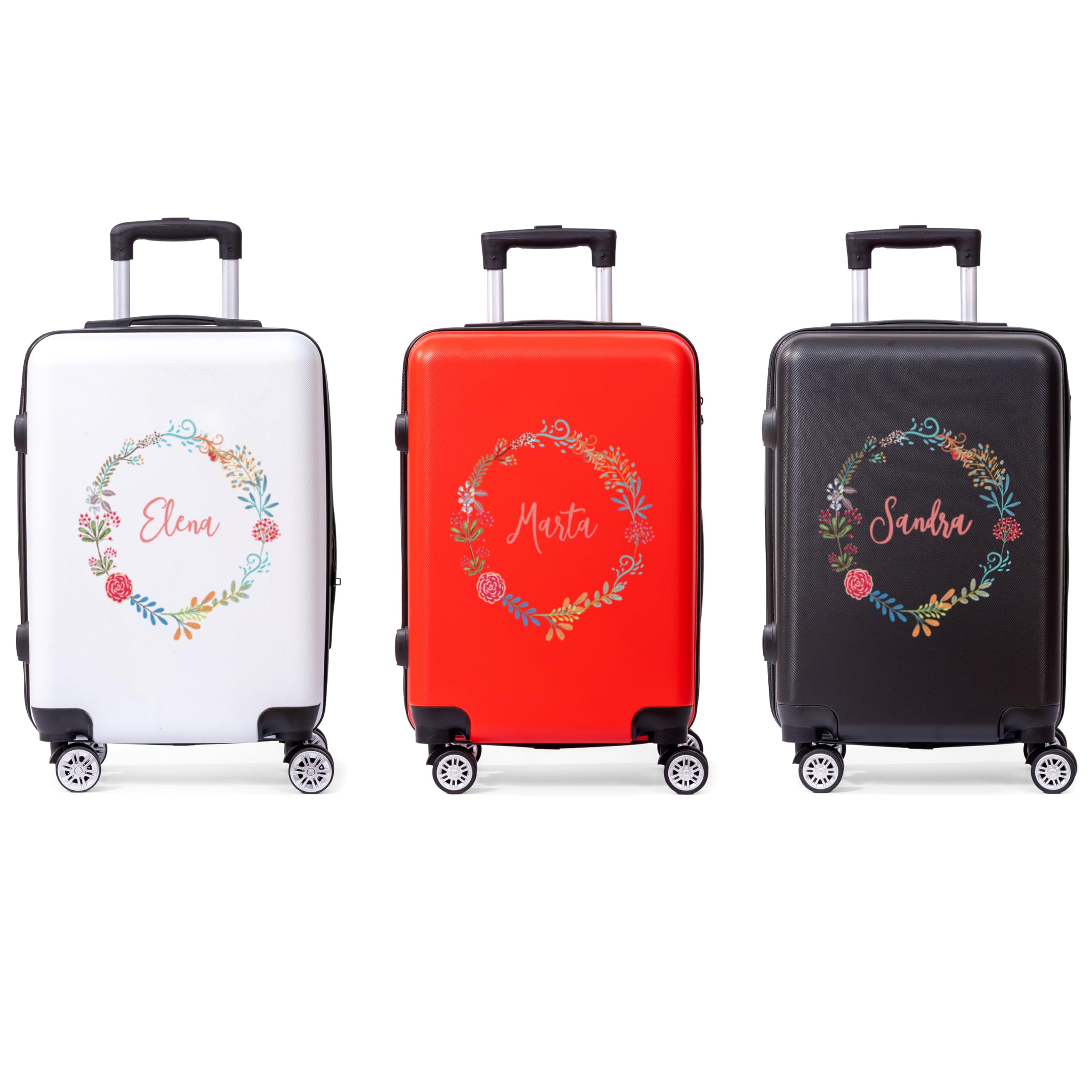 Maleta de Cabina Personalizada con Nombre | Equipaje de Mano 55 x 35 x 20 cm, 4 Ruedas Giratorias, Trolley Rígido ABS, Para Viajes, Vacaciones y Escapadas