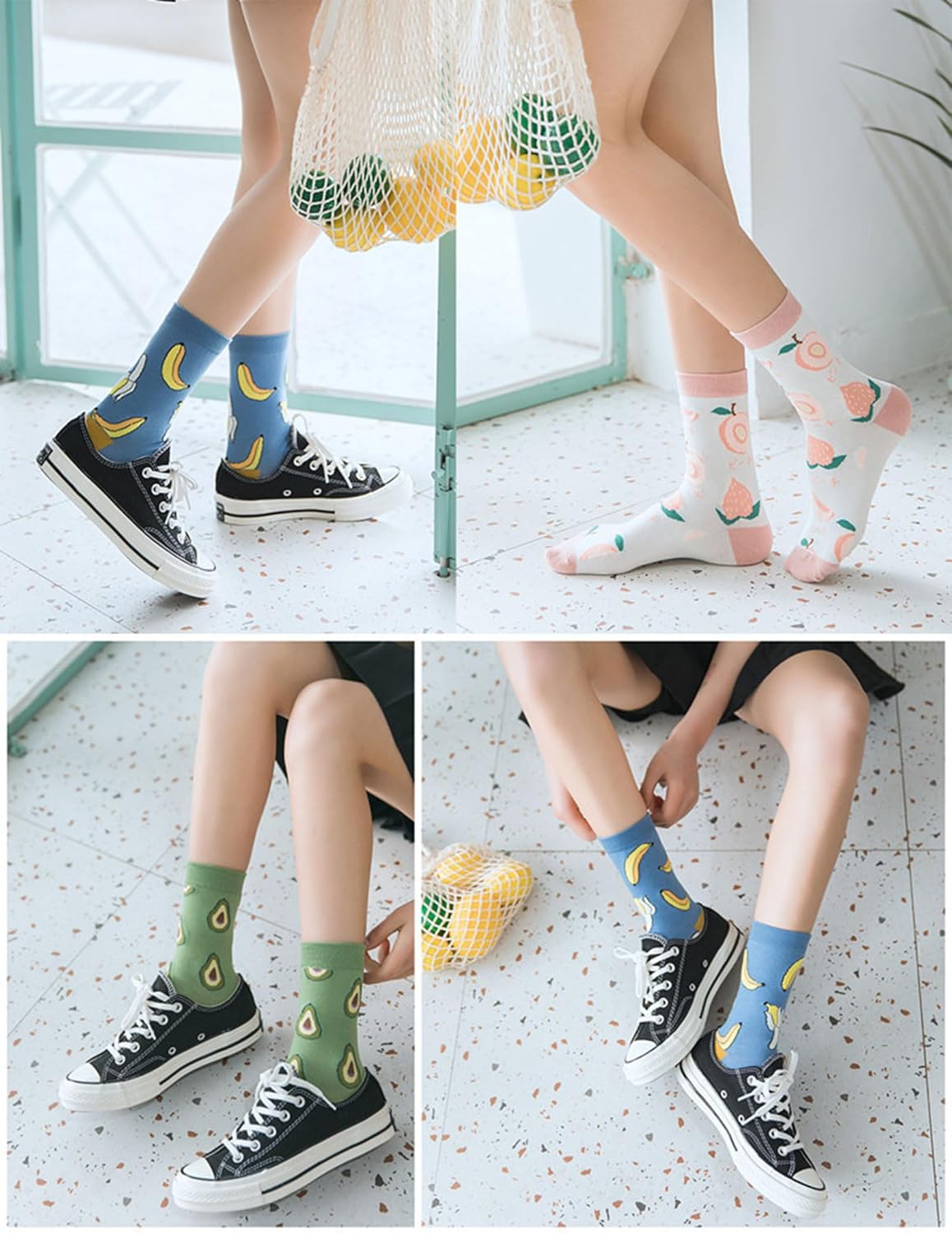 Joylife Fruit Embroidered Crew Socks Cute Pattern Quartz Sock Funny Dress Socks for Women, Ladies, Girls - Image 4