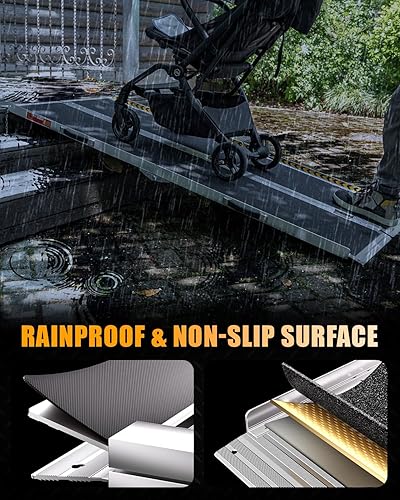 Miniatura 5 de VNN Rampa portátil para silla de ruedas de 6 pies, rampas de aluminio antideslizantes sin costuras para sillas de ruedas para el hogar, rampas para