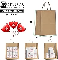 Vista 74 de Qutuus Bolsas de regalo de papel negro con asas, 50 unidades de 8 x 4.5 x 10 pulgadas, bolsa de papel kraft negro con asas a granel para compras