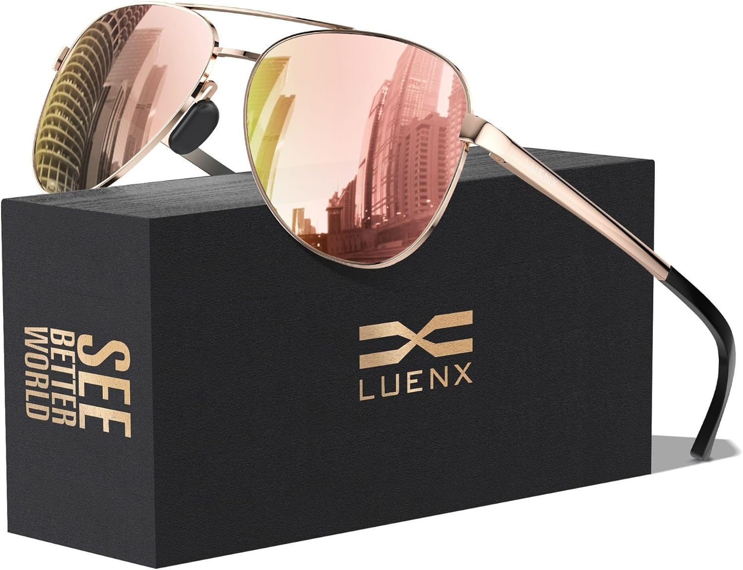 LUENX Aviator Sunglasses for Men Women Polarized - UV400 Protection, Stylish Shades, Driving, Outdoor Activities