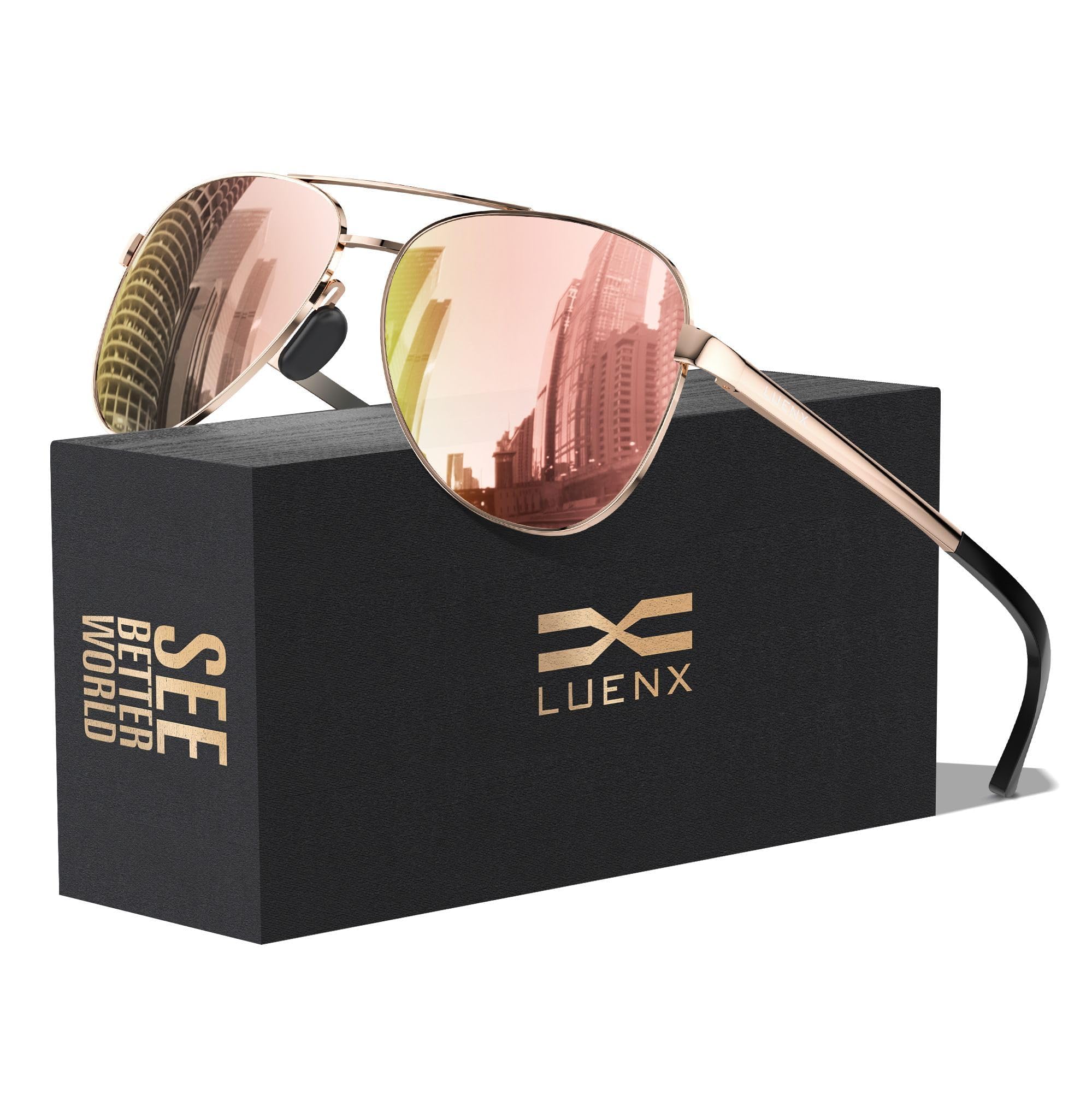 Aviator Sunglasses for Women Men Polarized Lens Trendy Sun Glasses - UV 400 Protection 60MM with Accessories Driving