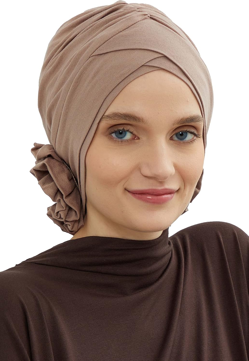 Aisha's Design Instant Turban Head Wraps for Women, 95% Cotton Scarf Hijab Shirred Design, Chemo Cancer Headwear, Mink : Clothing, Shoes & Jewelry