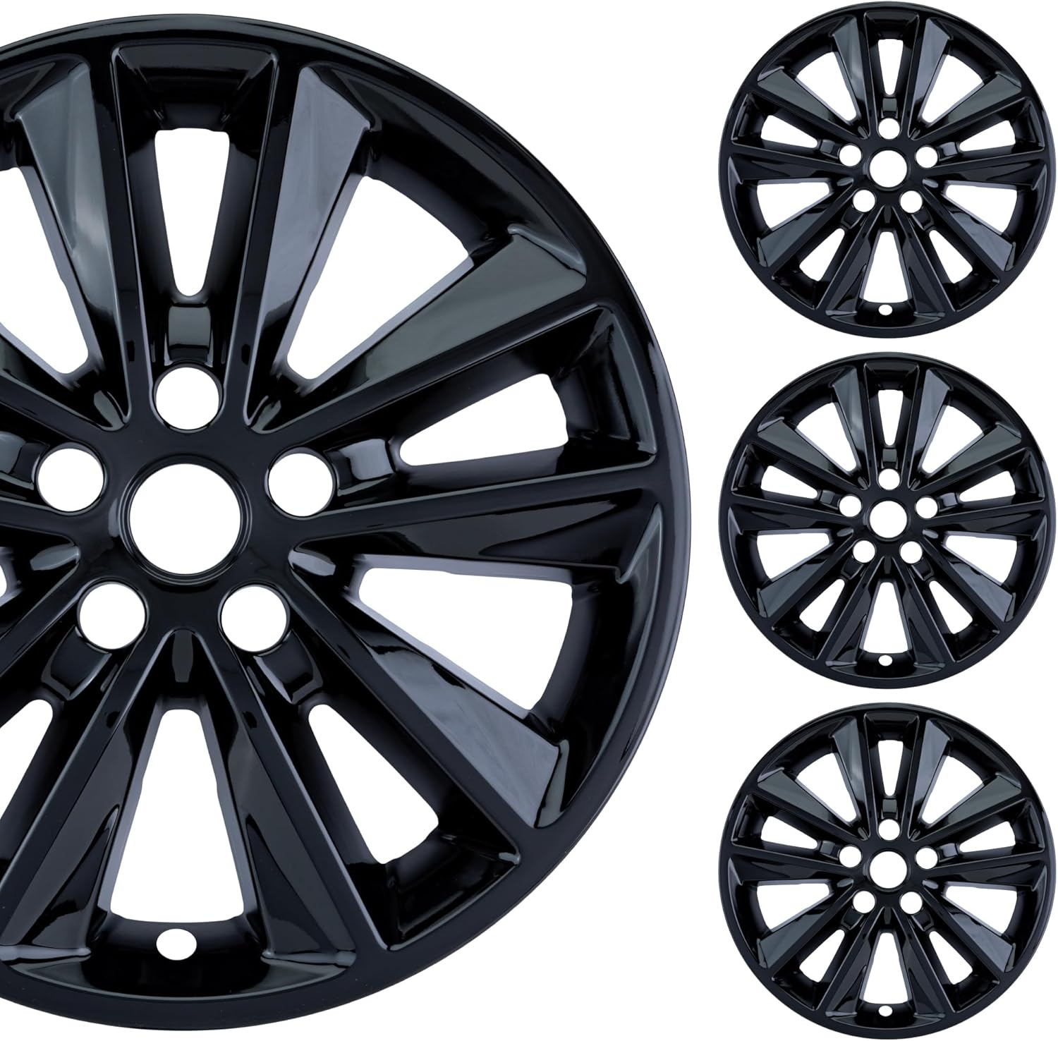 PACRIM 17" Gloss Black Wheel Skin Set Made for Kia Sorento (2019-2020) | Durable ABS Plastic Cover Hubcap | Fits Directly Over OEM Wheel