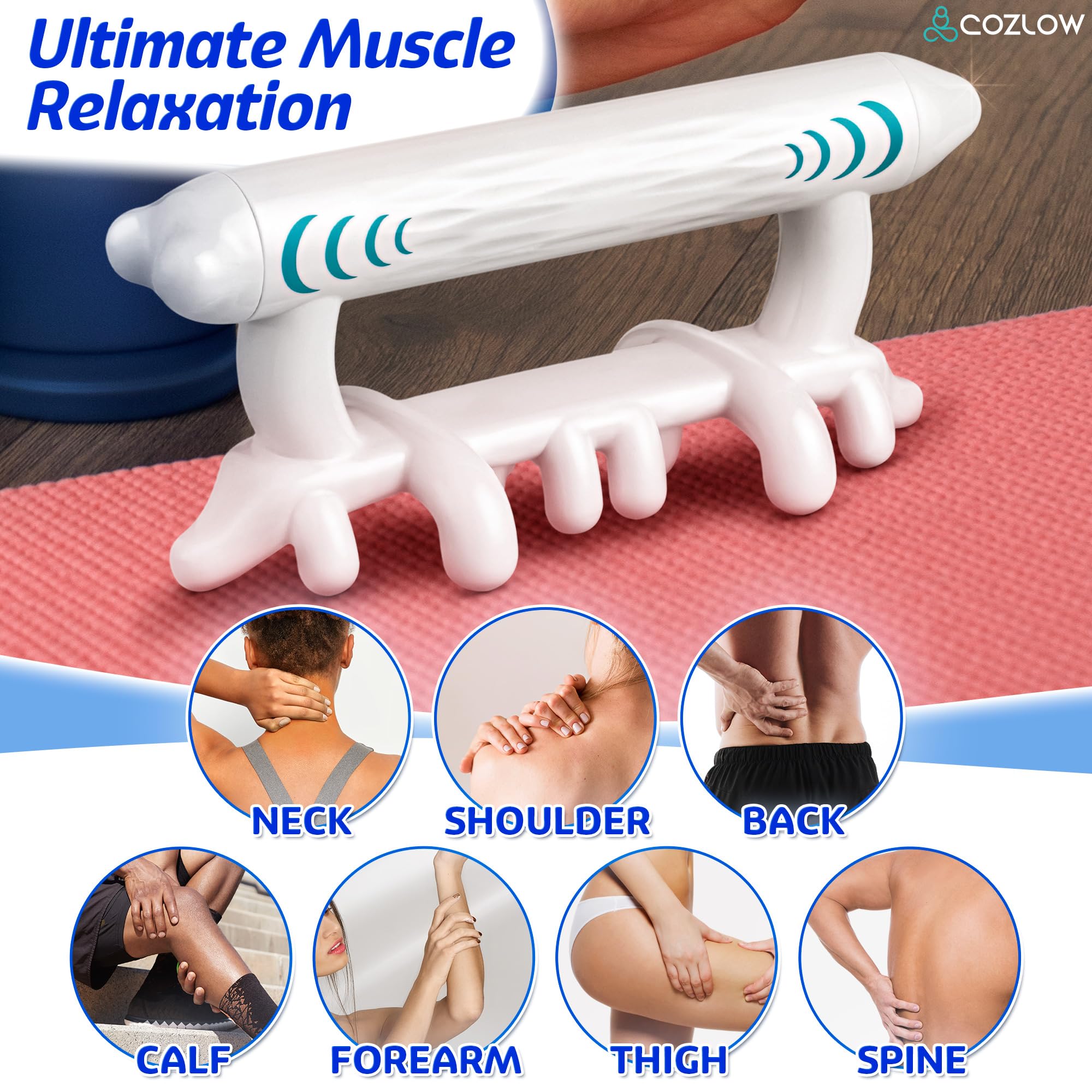 Faszien-Massagegerät (18,3 cm lang, blau) Tiefengewebe-Faszienmassagegerät zur Linderung von Schmerzen an Körper, Nacken, unterem Rücken, Schulter, Knie, Knöchelmuskulatur