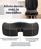 Vista 3 de Everlasting Comfort - Cojín de asiento para silla de oficina, cojín de coxis, almohada de ciática para sentarse (negro)