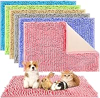 WRINGKIT 6 Pack Guinea Pig Mats 16x24 Inch - Washable Fleece Cage Liners, Non-Slip Pee Pads for Bunny Rabbit Hamster, 6 Colors