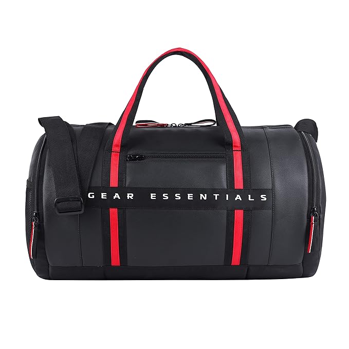 Gear Men/Women Clubsport 26L Medium Faux-Leather Water Resistant Travel Rolling Garment Bag, Duffle Bag/Gym Bag/Sports Duffle / (Black Red), 25 Centimeters, Multicolor - Expert Choice Deal with 80% Discount on Amazon | Valzo