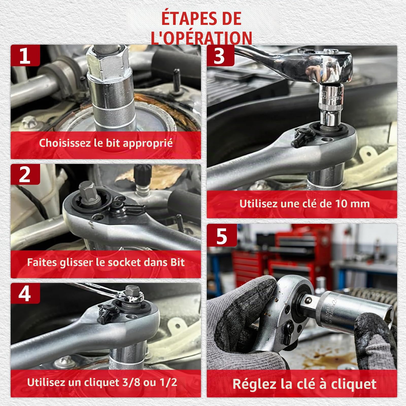 Lot de 18 outils d'amortisseurs, 1/2", écarteur de jambe de force CR-V pour changement de jambe de suspension, réparation de paliers de jambe de force et amortisseurs arrière