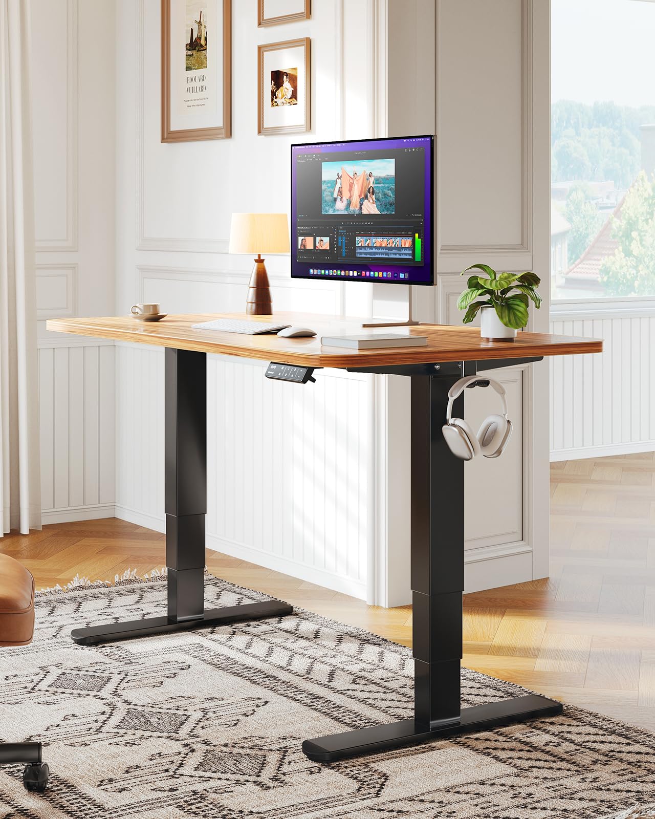 HUANUO 3-stufig Höhenverstellbarer Schreibtisch Gestell mit Zwei Motoren,Tischbeine Höhenverstellbar für Heim & Büro, Heavy Duty Stahl, Memory Controller, nur Gestell