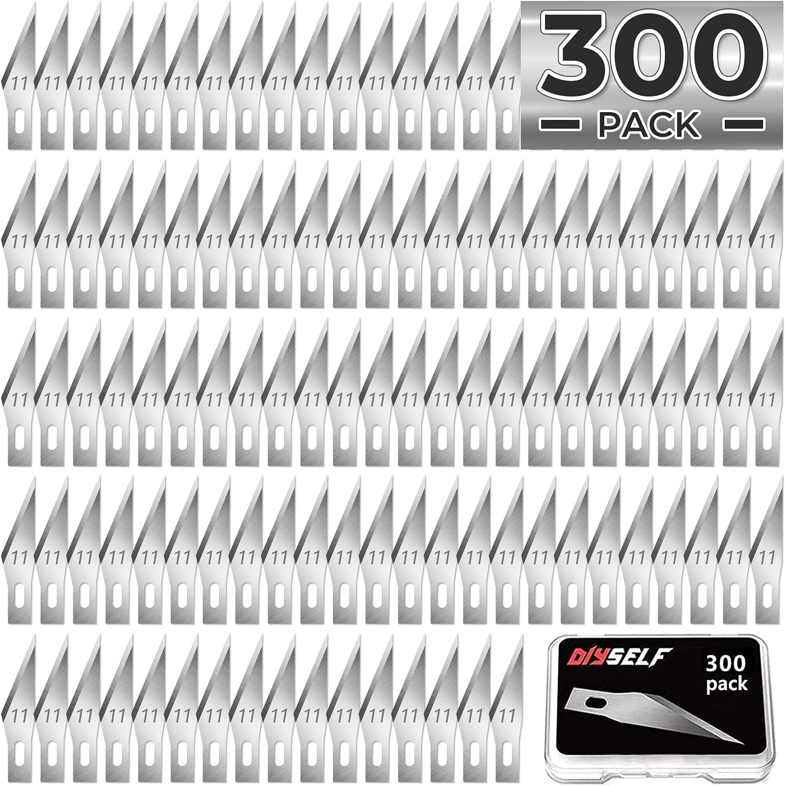 300 PCS Exacto Knife Blades 11, High Carbon Steel Exacto Blades, Craft Knife Blade, #11 Exacto Knife Refill Blade with Storage Case for Scrapbooking, Stencil