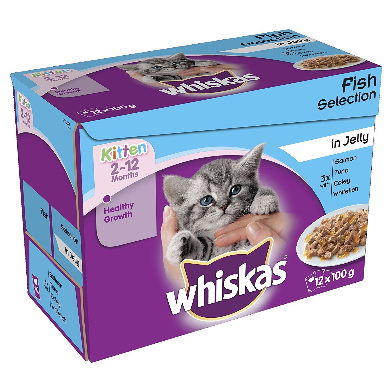 Junior Wet Cat Food for Kittens and Young Cats 2-12 Months, Fish Selection in Jelly, 48 Pouches (48 x 100 g)