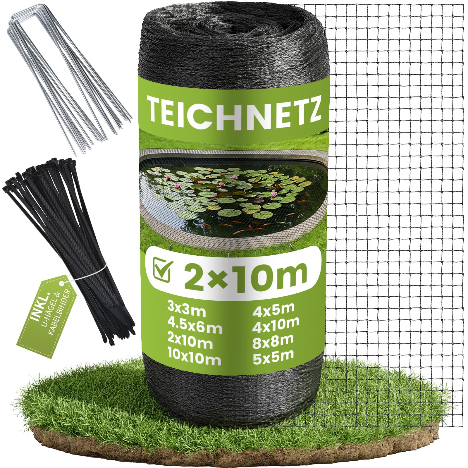 Pond Netting 2x10m Black, Heavy Duty Woven Fish Pond Cover