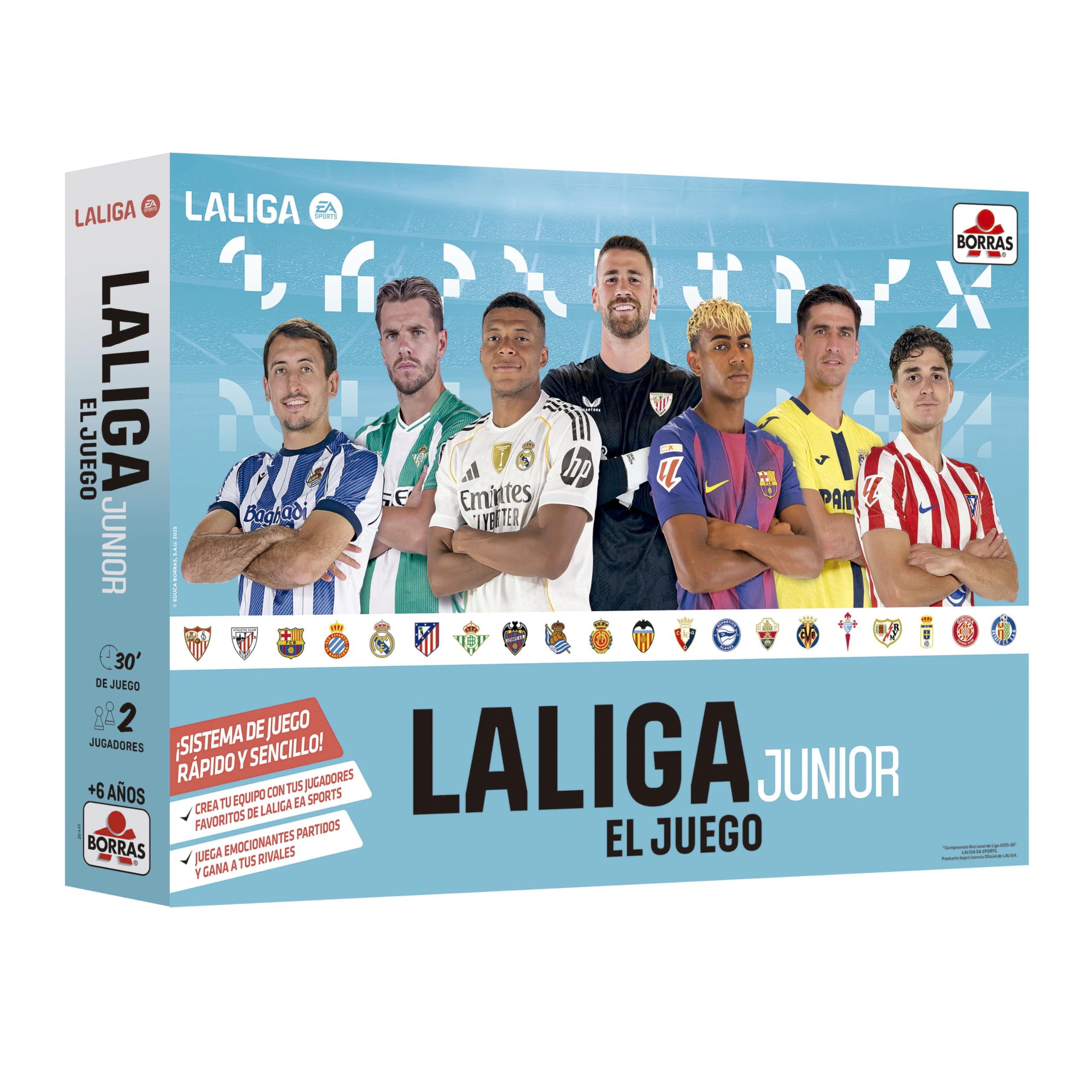 Borras - Il Gioco LALIGA Junior Versione 2025/26, Gioco da tavolo Strategia per ragazzi e ragazze Amanti del calcio. A partire da 6 anni. Voci da 30' (20441)