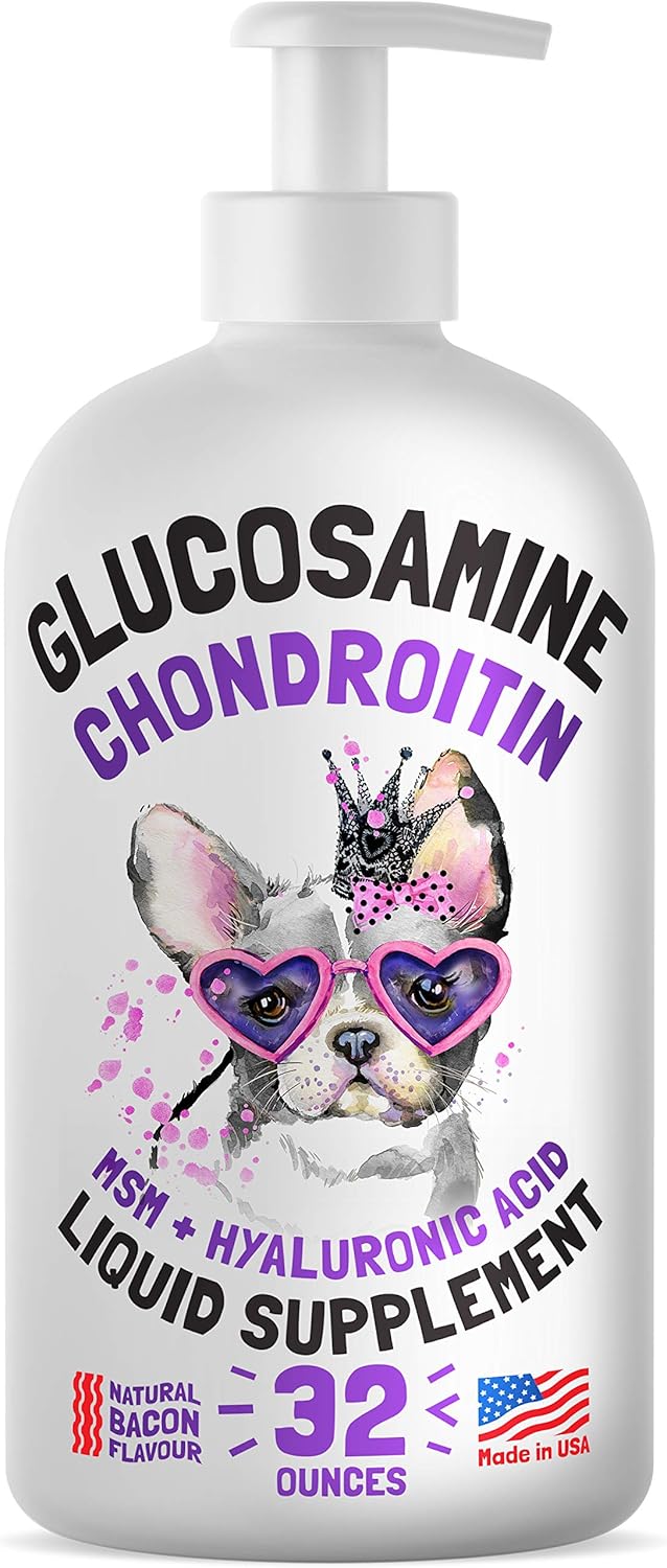 Product image of Liquid Glucosamine for Dogs Bacon Flavour Chondroitin, MSM & Hyaluronic Acid K9 Supplement Hip and Joint Formula Advanced Mobility Joint Pain Relief Senior Advanced Supplement for All Breeds 32 oz