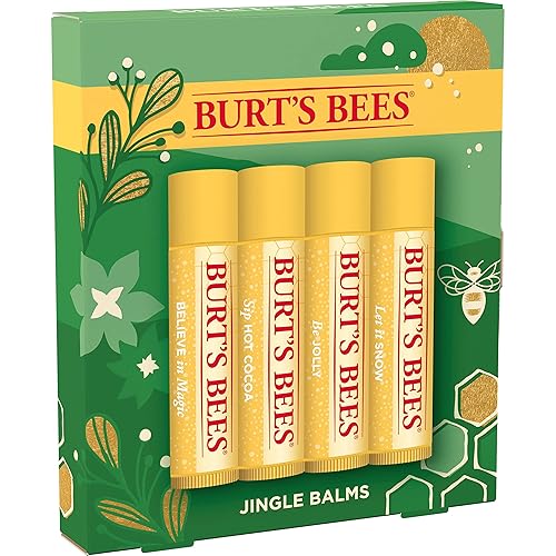 Miniatura 8 de Burt's Bees Regalos de Navidad, 4 productos de relleno de bálsamo labial, juego de bálsamos de cascabel, bálsamo labial hidratante clásico de cera