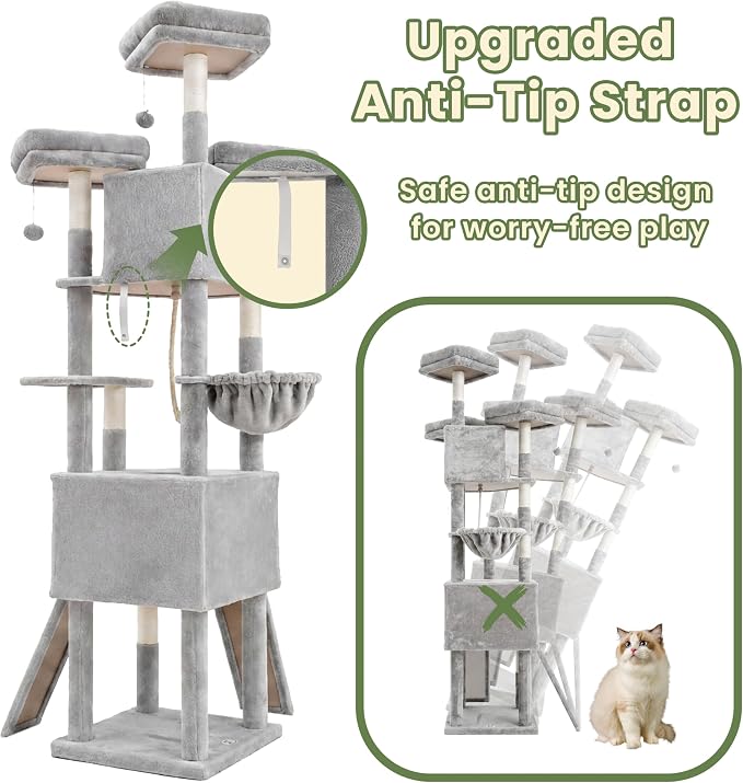 Árbol para Gatos 81.1 pulg con Condominio Diamante Gris miniatura 7
