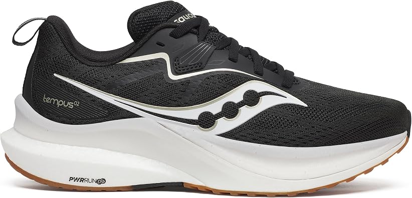 Saucony Women's Tempus 2 Sneaker, Black/White, 6