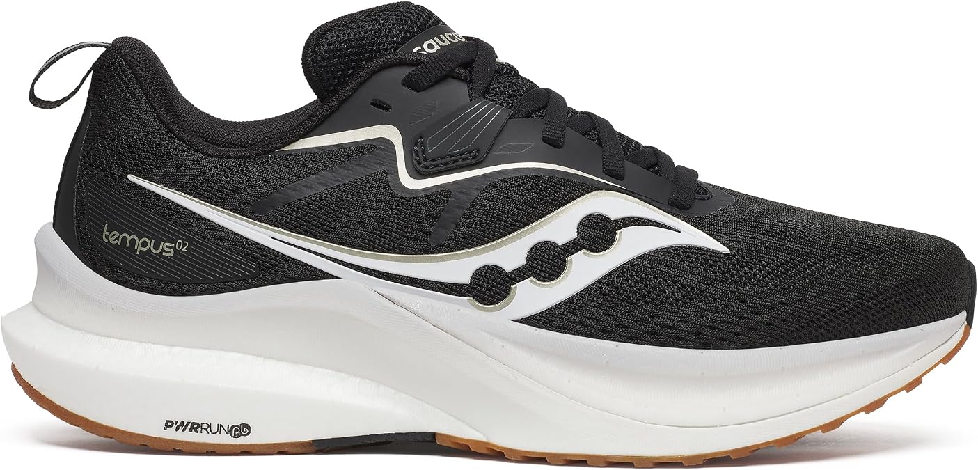 Saucony Women's Tempus 2 Sneaker, Black/White, 6