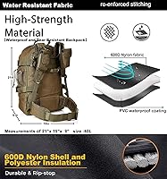 Vista 3 de Tactical Backpack Military Army Daypack - Assault Pack for Men Molle Backpacks Bug Out Bag 3 Day Pack for Hiking Camping Travel Hunting Rucksack