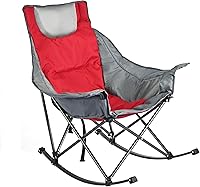 Vista 10 de SUNNYFEEL Silla Mecedora de Camping, Reclinable Acolchada de Lujo, Silla Plegable de Jardín de Gran Tamaño con Bolsillo, Resistente
