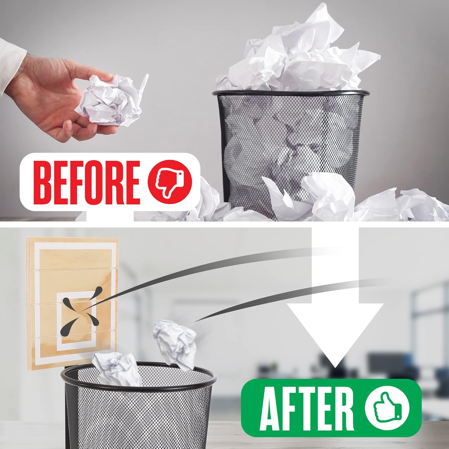 Houseables Basketball Trash Can, Basketball Hoop Trash Can, Hoop Bin, Wastebasket Game, Sports Garbage Bin, Fun Trashcan Net, for Bedroom, Kids Room, Gamer, Boys, Decor, Office, Gift, Wood Backboard