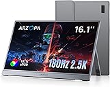 ARZOPA 16.1'' 180Hz 2.5K Portable Monitor, 2560x1440 QHD 107% sRGB Kickstand Portable Gaming Monitor with HDR, Ultra Slim, Eye Care, External Second Screen for Laptop, PC, PS5, Mac, Xbox-Z3FC