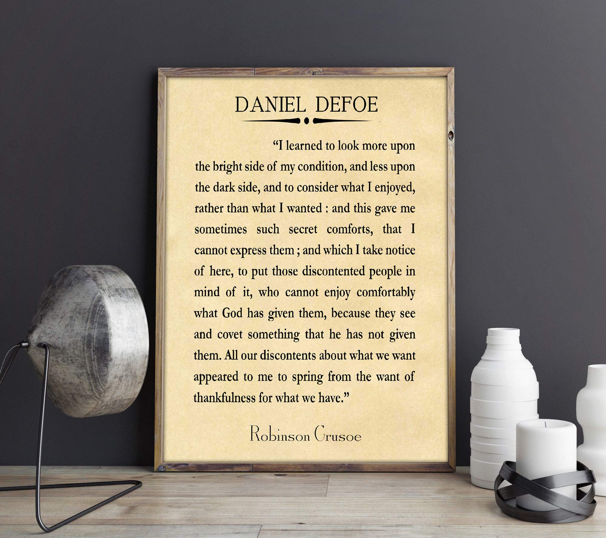 Citation Daniel Defoe Robinson Crusoé Affiche Parchemin pour Rompre la Monotonie des Murs